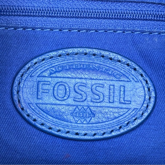 Fossil💙Riley Leather Large Fold Over Crossbody Satchel/Tote Bag w/Bow Scarf - Picture 14 of 15